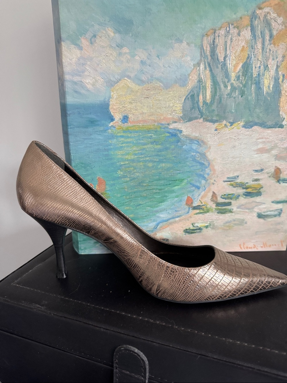 Gianni Bini Metallic Bronze Textured Pointed-Toe Stiletto Pumps size 9 1/2M